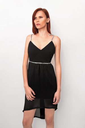 VESTIDO MULLET PLISSADO - Preto