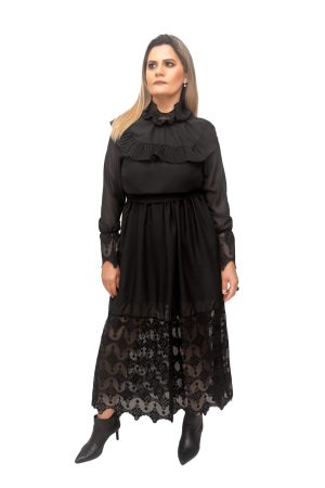 Vestido Renda e Plissado